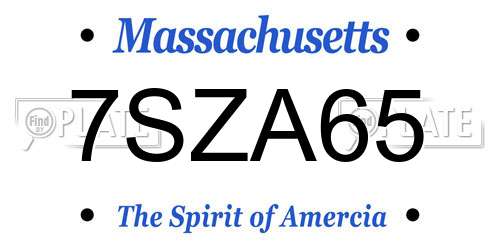 7SZA65 Massachusetts License Plate