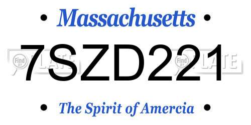 7SZD221 Massachusetts License Plate