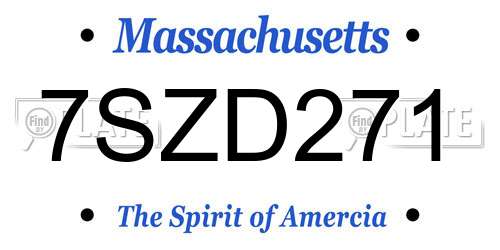 7SZD271 Massachusetts License Plate