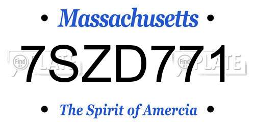 7SZD771 Massachusetts License Plate