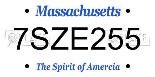 7SZE255 Massachusetts License Plate