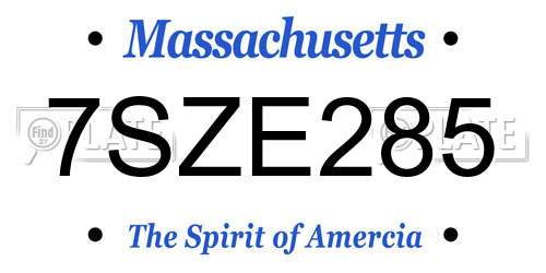 7SZE285 Massachusetts License Plate