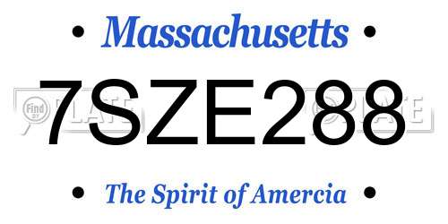 7SZE288 Massachusetts License Plate