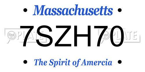 7SZH70 Massachusetts License Plate