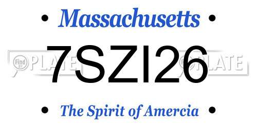 7SZI26 Massachusetts License Plate