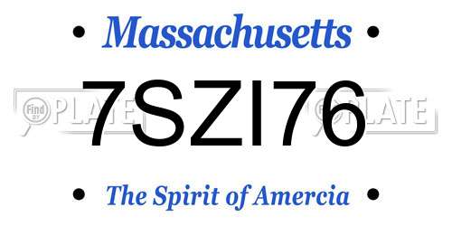 7SZI76 Massachusetts License Plate
