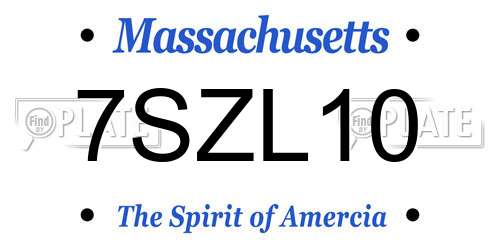7SZL10 Massachusetts License Plate