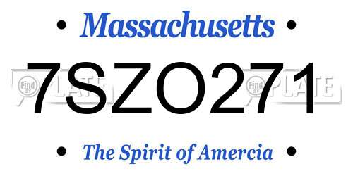7SZO271 Massachusetts License Plate
