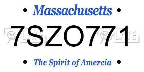 7SZO771 Massachusetts License Plate