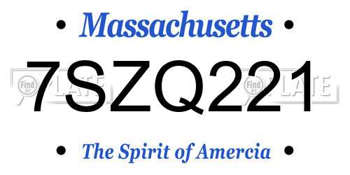7SZQ221 Massachusetts License Plate