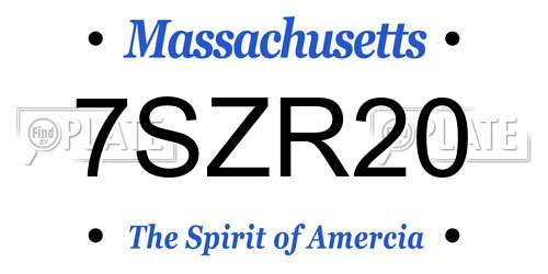 7SZR20 Massachusetts License Plate