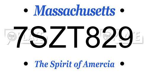7SZT829 Massachusetts License Plate