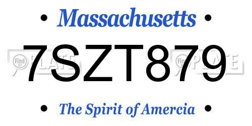 7SZT879 Massachusetts License Plate