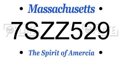 7SZZ529 Massachusetts License Plate