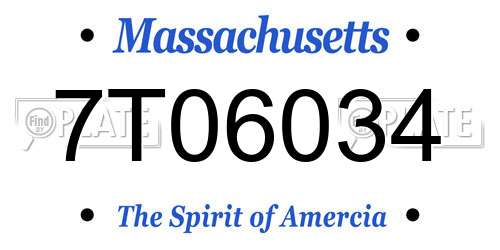7T06034 Massachusetts License Plate