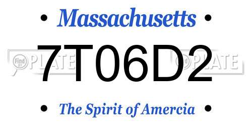 7T06D2 Massachusetts License Plate