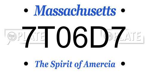 7T06D7 Massachusetts License Plate
