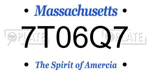 7T06Q7 Massachusetts License Plate