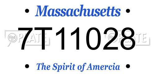 7T11028 Massachusetts License Plate
