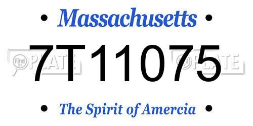 7T11075 Massachusetts License Plate