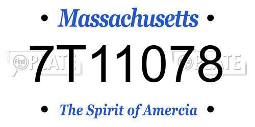 7T11078 Massachusetts License Plate