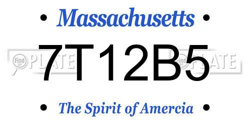 7T12B5 Massachusetts License Plate