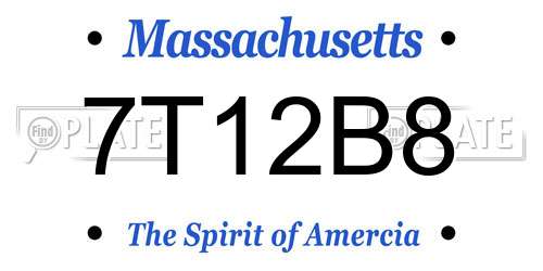 7T12B8 Massachusetts License Plate