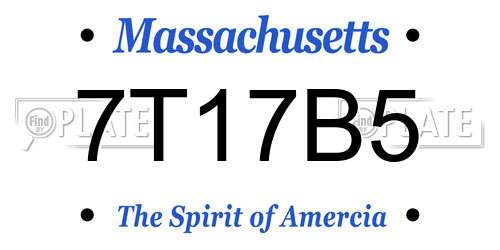7T17B5 Massachusetts License Plate