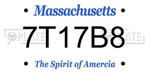 7T17B8 Massachusetts License Plate