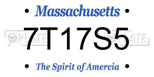 7T17S5 Massachusetts License Plate
