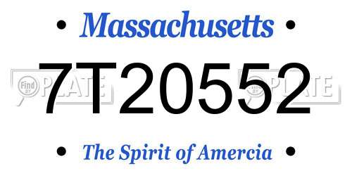 7T20552 Massachusetts License Plate