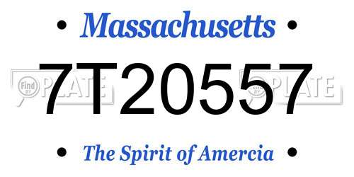 7T20557 Massachusetts License Plate