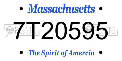 7T20595 Massachusetts License Plate