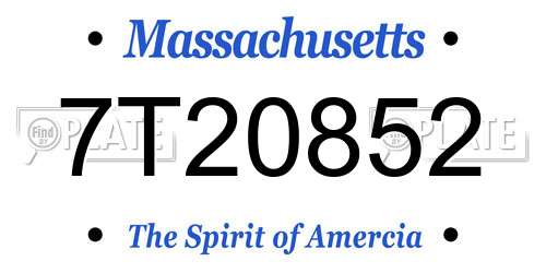 7T20852 Massachusetts License Plate