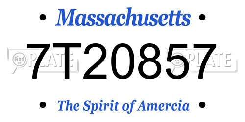 7T20857 Massachusetts License Plate