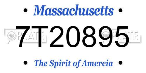 7T20895 Massachusetts License Plate
