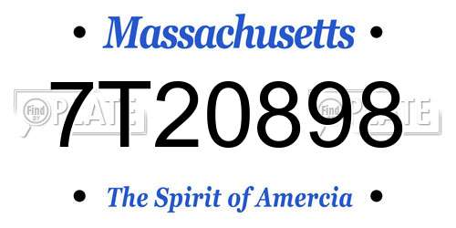 7T20898 Massachusetts License Plate