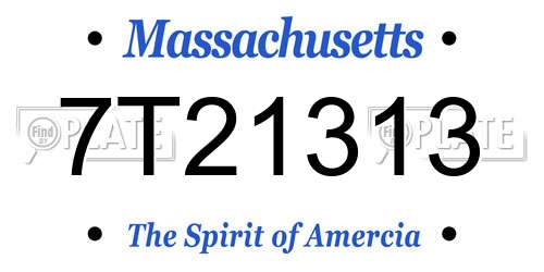 7T21313 Massachusetts License Plate