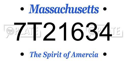 7T21634 Massachusetts License Plate