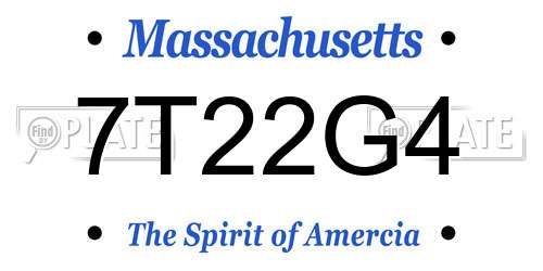7T22G4 Massachusetts License Plate