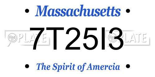 7T25I3 Massachusetts License Plate