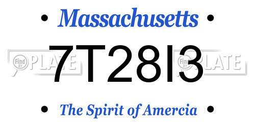 7T28I3 Massachusetts License Plate