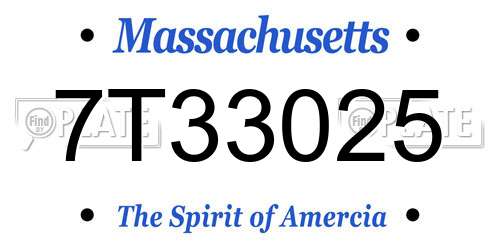 7T33025 Massachusetts License Plate