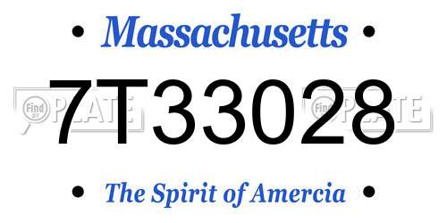 7T33028 Massachusetts License Plate