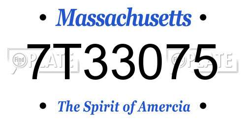 7T33075 Massachusetts License Plate
