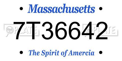 7T36642 Massachusetts License Plate