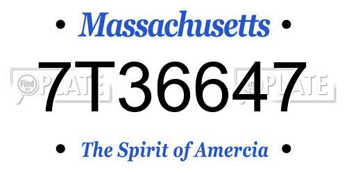 7T36647 Massachusetts License Plate