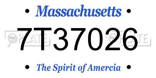 7T37026 Massachusetts License Plate