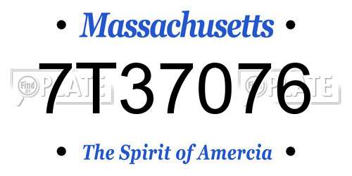 7T37076 Massachusetts License Plate