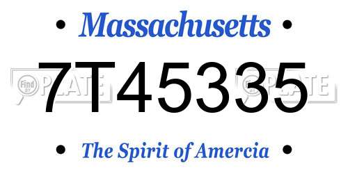 7T45335 Massachusetts License Plate